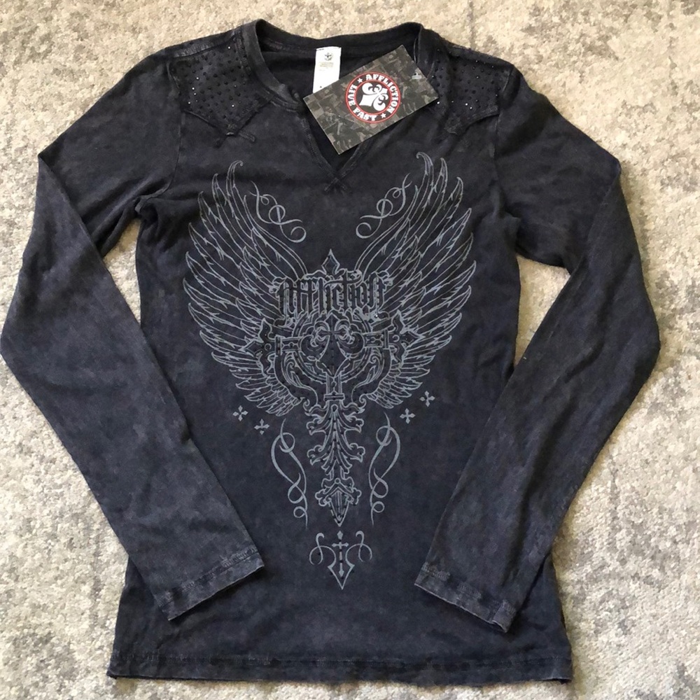 NWT Women’s Affliction Long Sleeve Top Sz Small